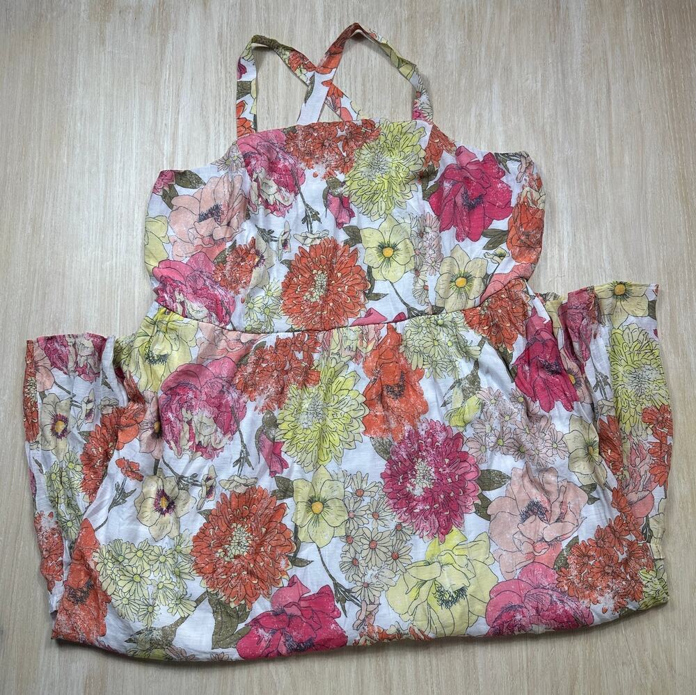 Lane Bryant Floral Cross Back Garden Party Cottagecore Fit Flare Maxi Dress 28